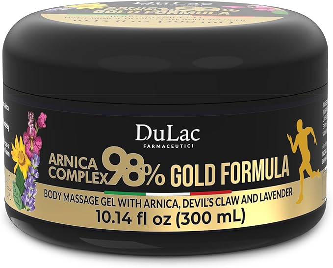 Dulàc - Arnica Body Massage Gel, Arnica Montana 98% Maximum Strength + Devil's Claw for Muscle Massage, Arnica Montana Complex 98% 10.14 Fl Oz, Gold Formula