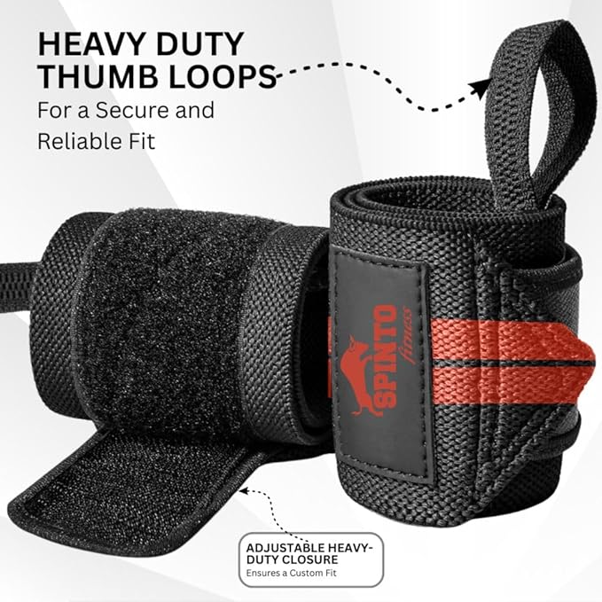 18" Wrist Wraps for Weightlifting USPA-Approved Wrist Support with Thumb Loop Heavy Duty Wrist Braces for Powerlifting, Gym, Cross Training & Strength Training for Men & Women