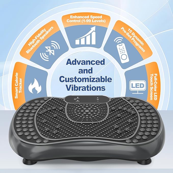 Bigzzia Vibration Plate Exercise Machine for Weight Loss – 100-Speed Platform with Remote & Resistance Bands, 450 lbs Capacity – Quiet Full Body Workout for Lymphatic Drainage at Home