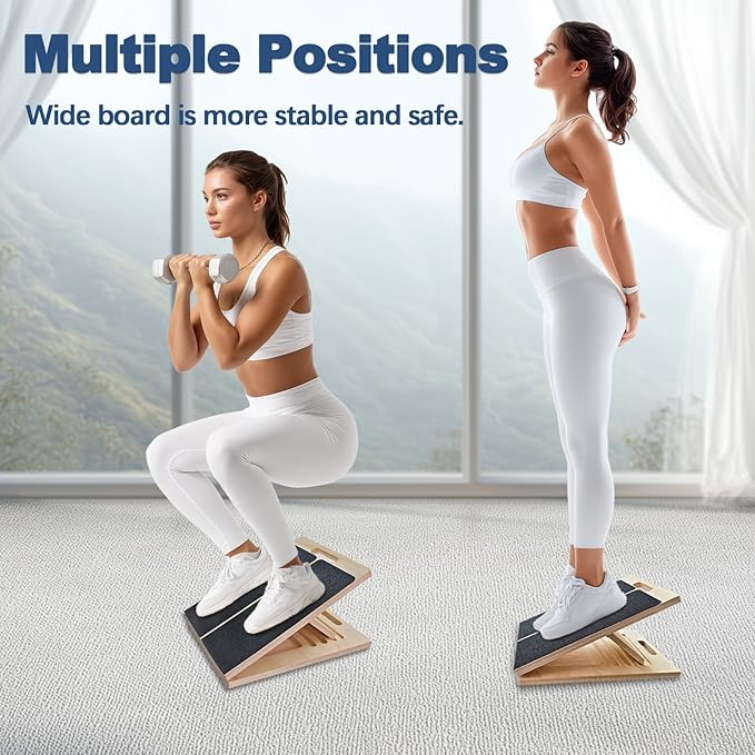 Adjustable Foot Incline Wooden Slant Board for Calf Stretching,440lb Capacity, Balance Velour Stretcher Ankle Stretch Knee Leg Boards Squats Wedge Exercise Pilates Fitness Portable Equipment (Black4)