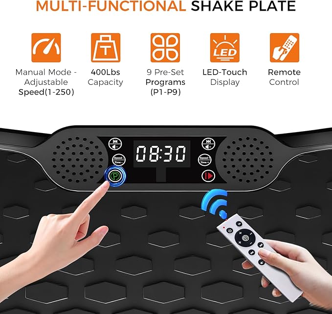 Vibration Plate Exercise Machine,Vibrating Platform for Lymphatic Drainage with 250 Speeds,500 lbs Weight Capacity,Vibrated Plates for Weight Loss,Full Body Workout Equipment for Fitness at Home