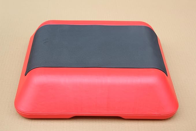 16"x16" Adjustable High Step Aerobic Platform With 4 Risers, Height-Adjustable Step Aerobics Platform For Home Gym Exercise Fitness Workout Black+Red As shown One size