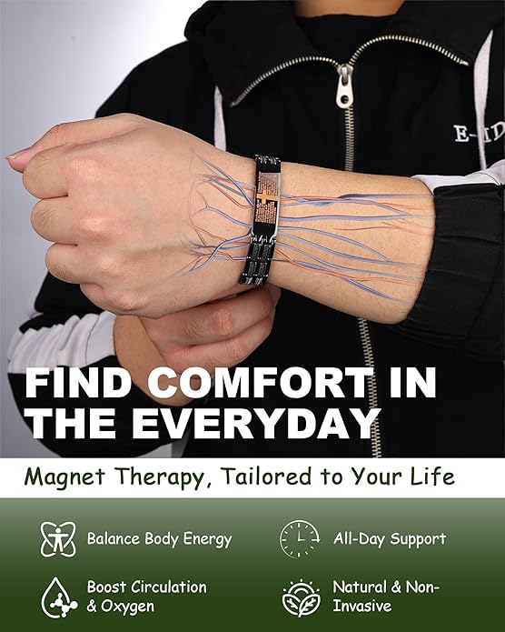 Magnetic Bracelet and Ring Set for Men, 99.99% Pure Copper Jewelry, Adjustable Cross & Celtic Knot Design, Gift for Dad