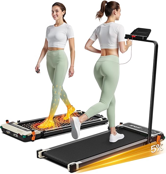 AKLUER Walking Pad with Incline - Dual-Sided 2 in 1 Under Desk Treadmill with Shiatsu Foot Massager, 330LBs Walking Pad Treadmills for Home and Office, LED Display and Remote Control