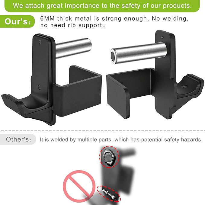 Kipika J-Hooks for 2'x2'and 3'x3' Power Rack - Bottom Reinforced Steel Hooks with Rubber Pad - Set of 2