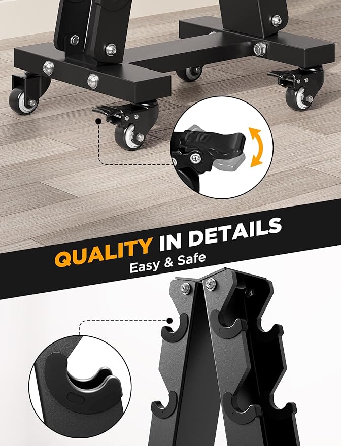 YOLEO Dumbbell Rack - 3 Tier & 5 Tier Compact Weight Rack for Dumbbell, Kettlebell, Barbell, Heavy Duty Weight Storage Organizer, Space-Saving Dumbbell Storage Stand Holder for Home Gym - 1100LBS Capacity (Rack Only)
