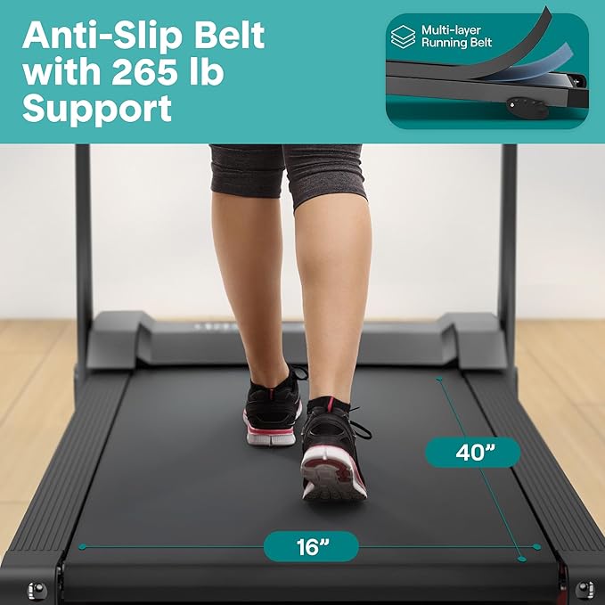 SereneLife Treadmills for Home with 13% Manual Incline Treadmill, 3.5HP - Compact Digital Portable Foldable Treadmill with Speakers, Bluetooth, App Sync, Heart Rate Monitor, for Walking, Running, Gym