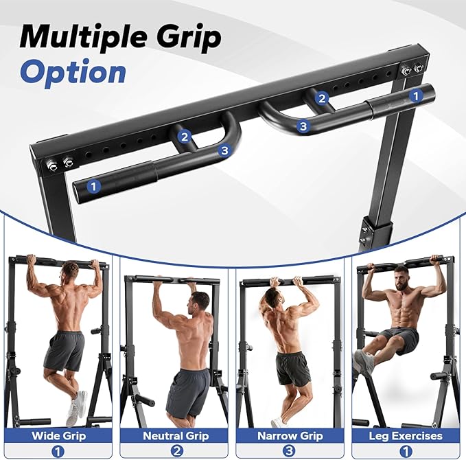 Foldable Pull Up Bar Free Standing, Strength Training Pull-up Bars Adjustable Pull Up Station, Power Tower Pull Up Bar MultiFunction Pull Up Dip Station Workout Equipment For Home Gym Support 480 LBS