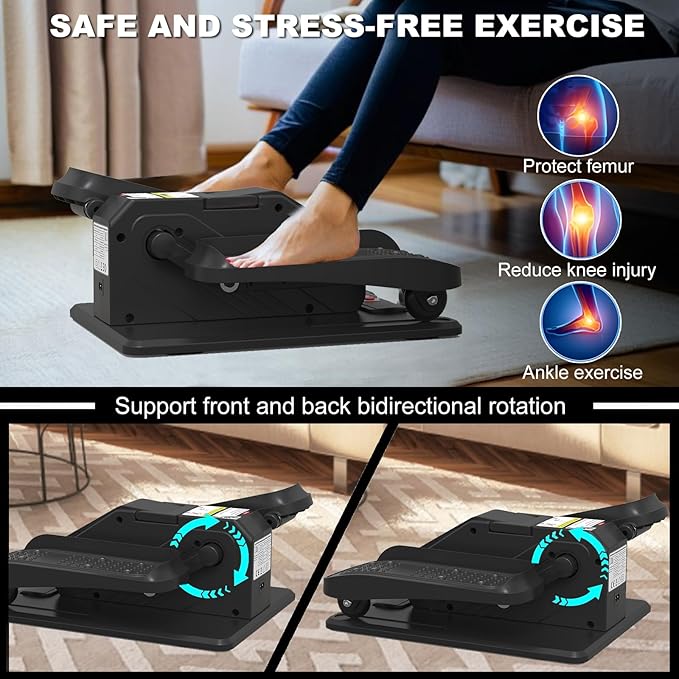 Under Desk Elliptical Machine, Electric Ellipse Leg Exerciser for Senior, Quiet and Compact Electric Seated Pedal Exerciser for Home with Display Monitor, Remote Control and 12 Adjustable Speeds