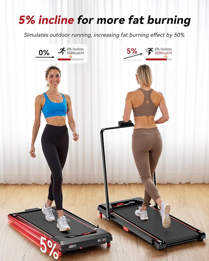 Walking Pad with Incline,XBD Under Desk Treadmill for Home Small Office,2.5HP Low Noise Portable Treadmill with 330 Lbs Capacity,Remote Control and LED Display