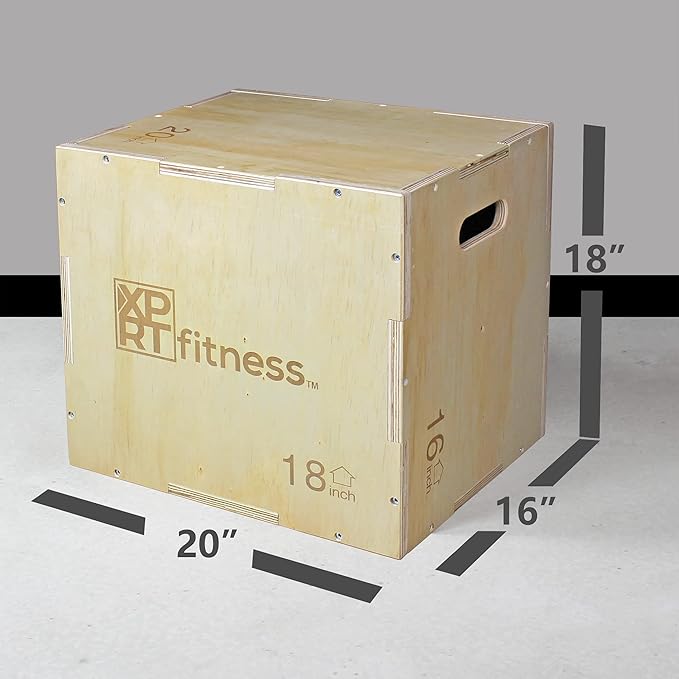 XPRT Fitness 3-in-1 Wooden Plyo Box for CrossFit Jump Training, Plyometric Exercise Box with Multiple Heights, Heavy-Duty Jump Box for Home Gym