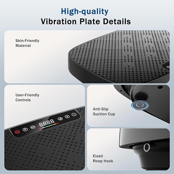 Vibration Plate Exercise Machine, Vibrating Plate for Lymphatic Drainage, Shake Plate Whole Body Waver Vibration Plate Platform, Fitness Equipment for Weight Loss Fat Burner for Women Men