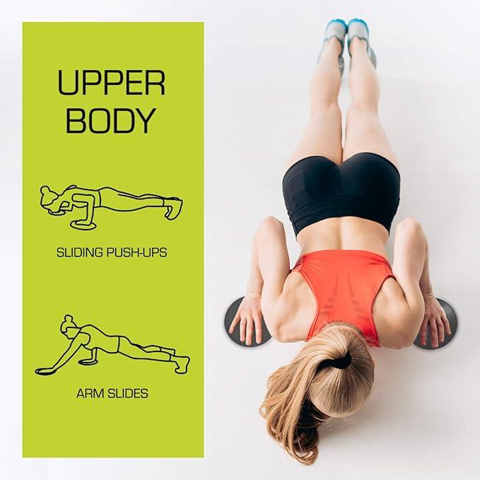 Nicole Miller Exercise Sliders for Fitness Workout [2PK], Double Sided Gilder Strength Slides Discs Work Smoothly on Any Surface for Stretch Strength Core Exercise