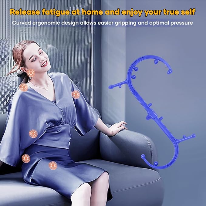 Back Hook Trigger Point Massager Tool, Handhold for Back Neck Shoulder Pain Relief, Deep Muscle Knots Massage for Women Men