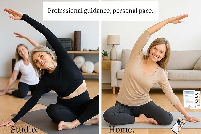 52 Pilates Cards - 40 exercises with Pilates Instructor- Mat Pilates workout cards - Detailed photos and video Instructions - Do Pilates at Home- No equipment needed.