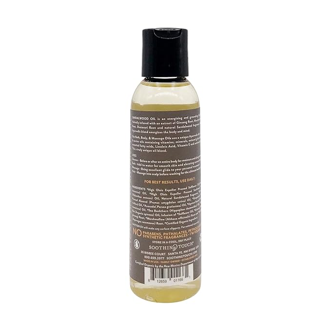 Soothing Touch Organic Bath, Body & Massage Oil, Sandalwood, 4 Fl Oz