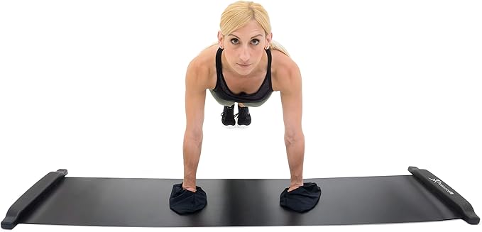ProsourceFit Slide Board Mat for Exercise 6’ with End Stops, Booties & Carrying Bag for Low-Impact Indoor Home Workouts and Sports Training