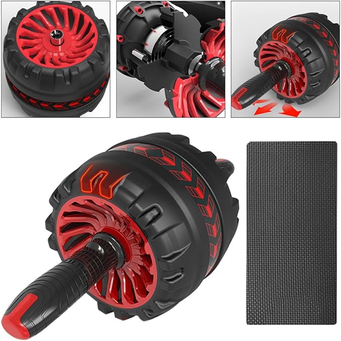 Balacoo Double Wheel Ab Roller with Knee Pad, Silent Return Fitness Roller Wheel for Home Workout, Abdominal Exercise Equipment for Strength Training