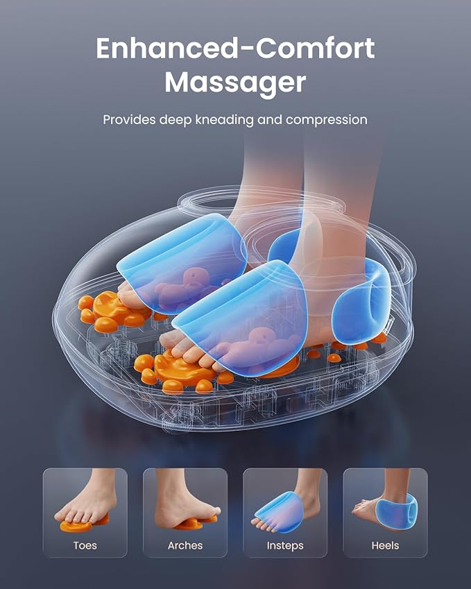 RENPHO 2026 [Upgraded] Foot Massager with Heat, FSA Eligible Shiatsu Foot Massager for Plantar Fasciitis, Deep-Kneading, Air Squeezing Feet Massager, Targets Heels, Balls & Arches up to Mens Size 12