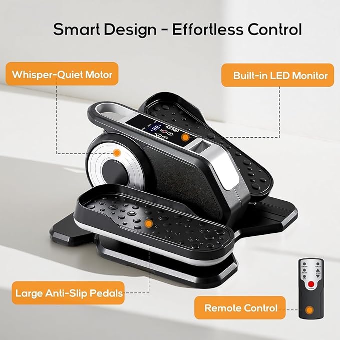 NEWBULIG Under Desk Elliptical Machine, Ellipse Leg Exerciser As Seen On TV with Remote Control, 12 Adjustable Speeds