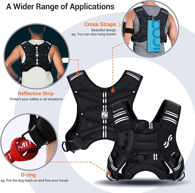 Sportneer Weighted Vest Woman: 8lb/12lb/15lb/20lb/25lb Weight Vest for Walking with Phone Bag, Adjustable Women Weighted Vest for Running Rucking Vest for Jogging Strength Training Weight Loss