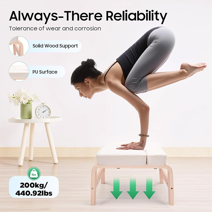 Headstand Bench ,Yoga Headstand Bench for Beginners , Feet Up Trainer Headstand Stool,Inversion Bench,Yoga Chair with Comfort Cushion ,Safe Shoulder Stand & Handstand Tool ,440lb Capacity