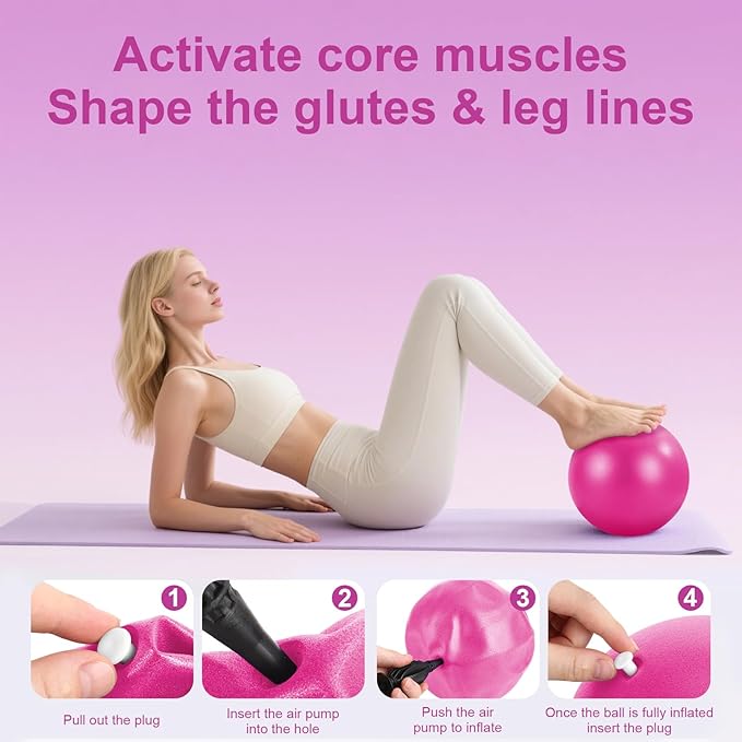 Pilates Ring Set - Home Equipment for Women with 14-inch, 9.8-inch Ball & 5 Resistance Bands for Muscle Training & Flexibility