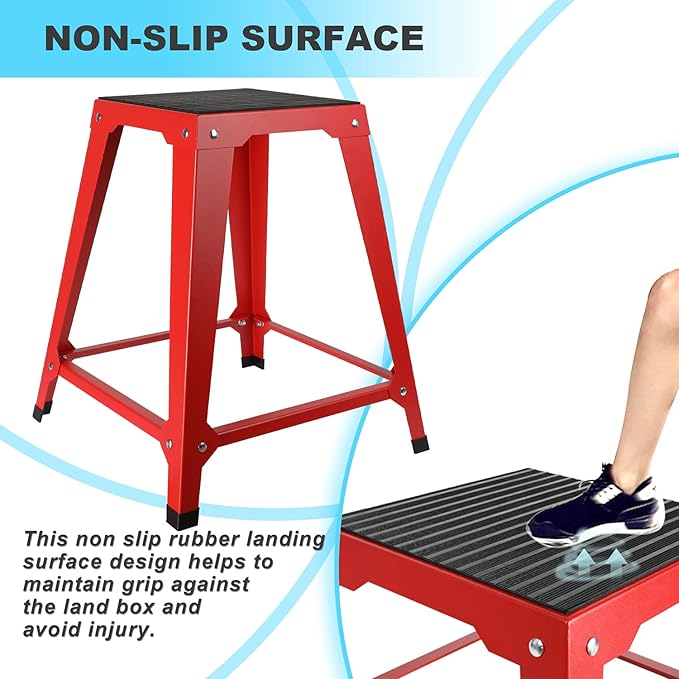 18 Inch Plyometric Platforms Boxes Step Up for Exercise Fitness Jump Box Jumping Plyo Box for Home Gym Training Conditioning Strength Training Red