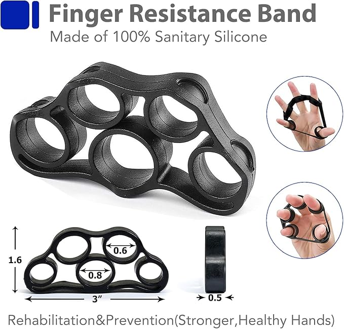 Grip Strength Trainer Kit with Finger Exerciser, Hand Grip Strengthener, Hand Extension Exerciser, Stress Relief Ball, Grip Ring, Gyro Ball for Muscle Building and Injury Recover