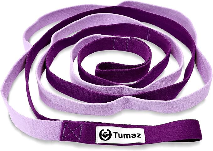 Tumaz Stretching Strap - 10 Loops & Non-Elastic Yoga Strap - Perfect Home Workout Stretch Strap for Physical Therapy, Yoga, Pilates, Flexibility