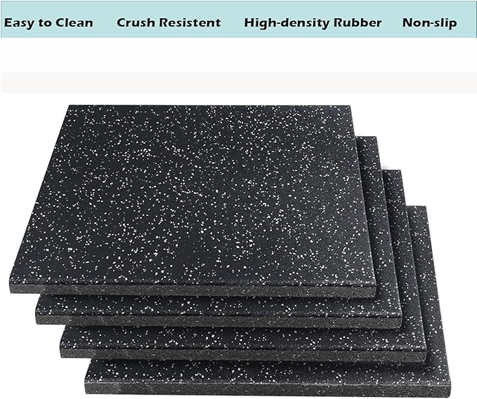 MYOYAY 4 Pack Interlocking Tile 20" x 20”x 1”Heavy Duty Rubber Flooring Mat Anti-Vibration Anti-Slip Exercise Mats for Gym Equipment and Cushion for Workouts, Cover 11.12 Sq.Ft…