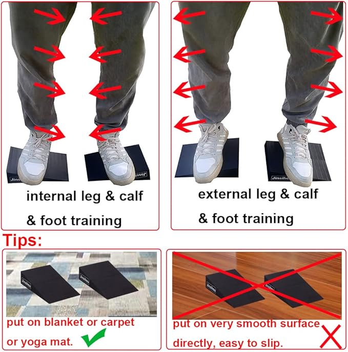 Squat Wedge Block Non-Slip Slant Board Calf Stretcher, 2pcs Ankle Knee Leg Stretcher, Heavy Duty Incline Ramp for Heel Elevated Squat, ATG Split Squat, deadlift, Lunge, Yoga, Pilates, Physical Therapy
