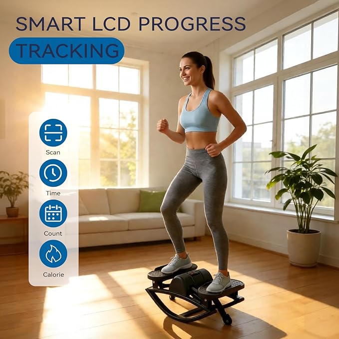 Rock Stepper Side to Side – Lateral Stepper & Glute Trainer with Resistance Bands, Low Impact Side to Side Stepper for Home Exercise, Quiet Step Rocker Machine No Assembly 250LBS