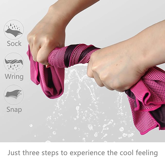 SMALLElectric 8 Packs 40"x 12" Microfiber Multicolor Solid Cooling Towel (Temperature Regulating) for Yoga, Sport, Gym, Workout, Fitness, Running