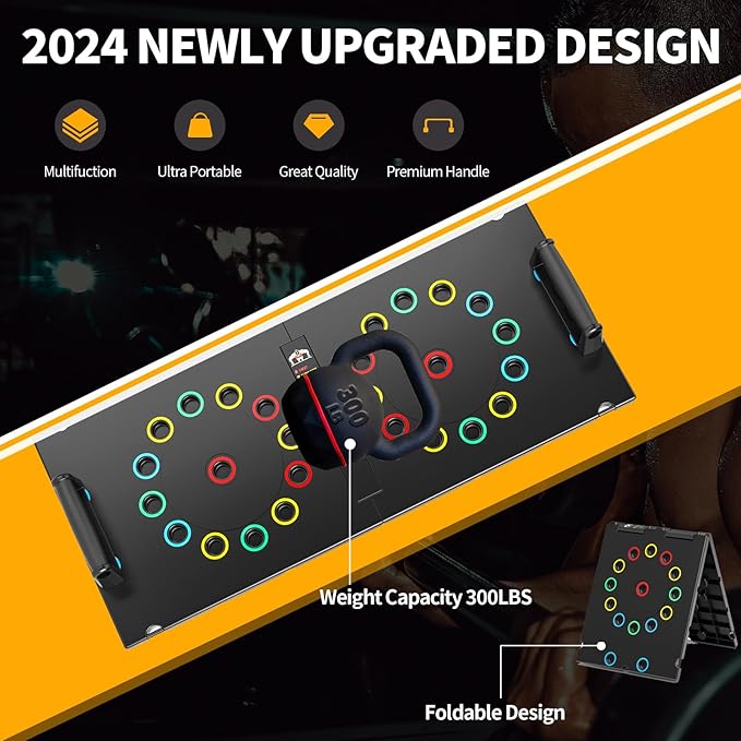 Multi-Functional Push-Up Plate. Portable and Foldable Push-up Board with Handle for Muscle Building and Strength Training