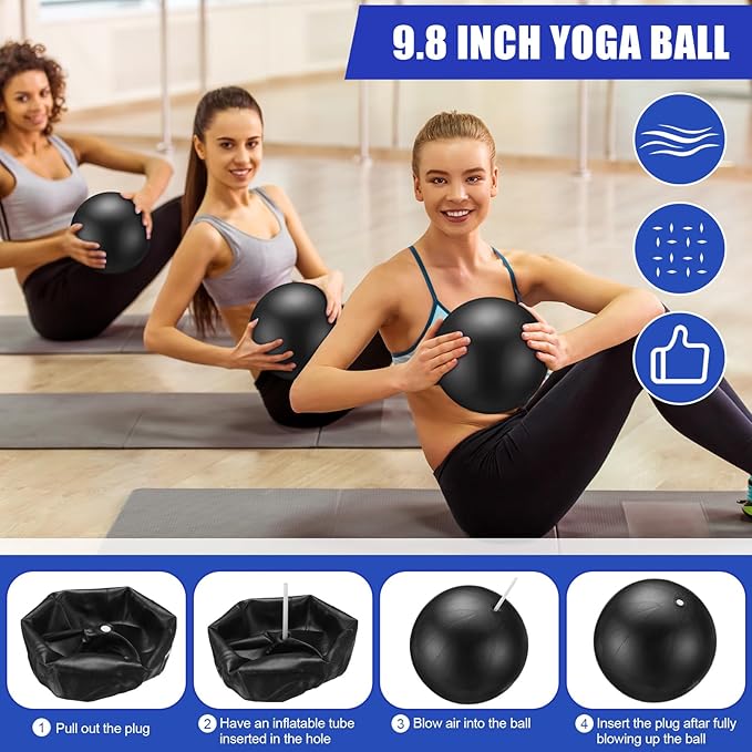 10 Pcs Home Pilates Ring Set for Women Yoga Equipment Accessories Pilates Ring Circle and Ball Workouts Gift Include Ball Yoga Circle Resistance Bands Block Straps Gym Bag