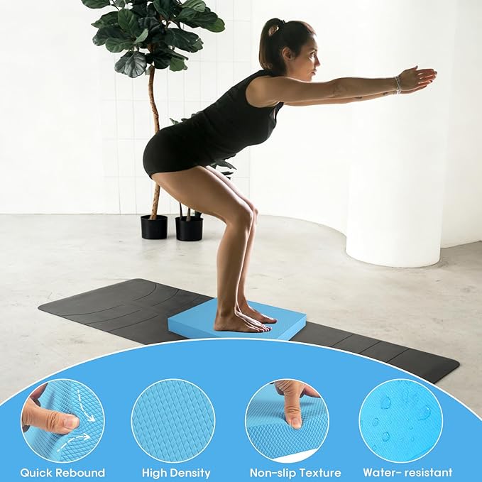 Balance Pad – Stability Trainer for Balance, Stretching, Physical Therapy, Exercise, Mobility, Rehabilitation and Core Training Non-Slip Closed Cell Foam Premium Balance Pad Knee Pad
