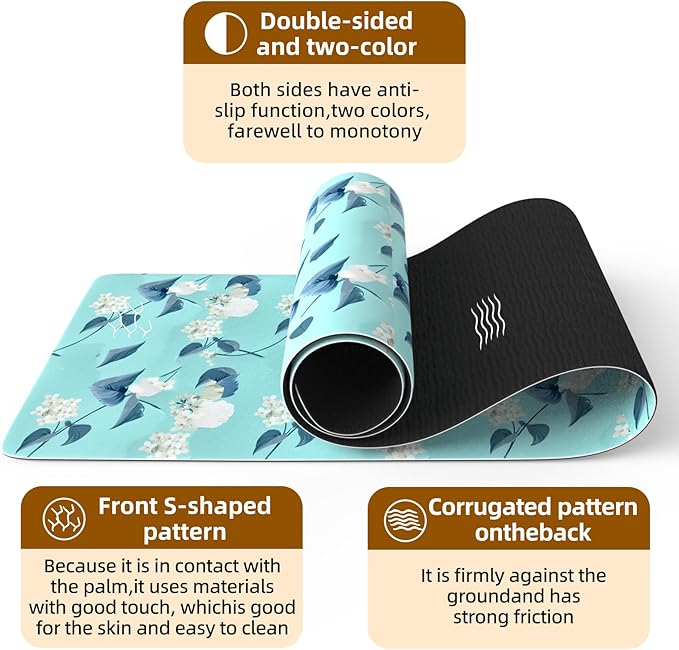 FOLAI Extra Thick Yoga Mat 6mm，pilates mat thick - Non-Slip Exercise Mat for HIIT, Pilates & Home Workouts & Workout with Free Carry Strap