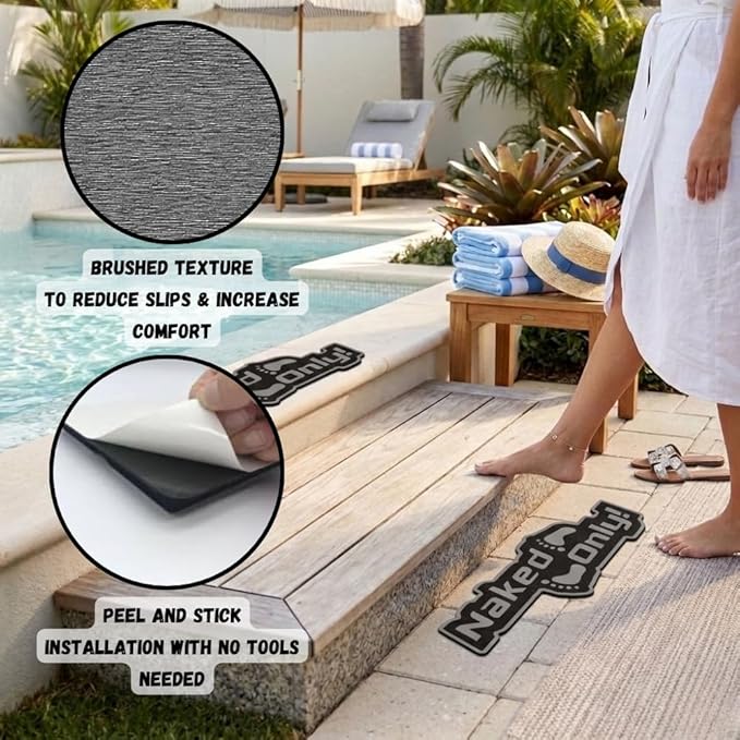 Naked Feet Only Decal Non-Slip EVA Foam Decal for Boat Gunwales & Ladders, 6mm Brushed Marine Grade Anti-Skid Adhesive Pads SeaDek Technology - Black/Red