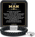 LUXEJEW Gifts for Men - Beaded Leather Bracelet 6mm Matte Agate Stone Bracelets for Men Dad Son Husband Boyfriend Grandpa Grandson Brother Uncle Nephew Adjustable Magnetic Clasp