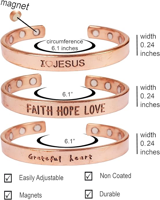 Touchstone copper bracelets | gift for men women |adjustable 100% pure solid real magnetic jewelry | handmade bracelet set combo | rope braided tibetan bangles.