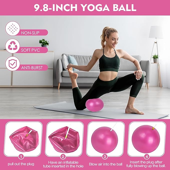 Qmint 13 PCS Pilates Essentials Kit for Women,Pilates Ring and Yoga Ball & Accessories, with Resistance Bands for Home Workouts,Pilates,Yoga