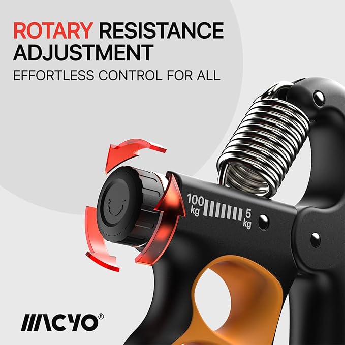 MACYO Grip Strength Trainer with Wider Handles - Adjustable Hand Grip Strengthener 11-220Lbs(5-100KG) for Large Hands, Automatic Counter & Ergonomic Design, Comfortable Forearm Workout for Athletes, Injury Recovery