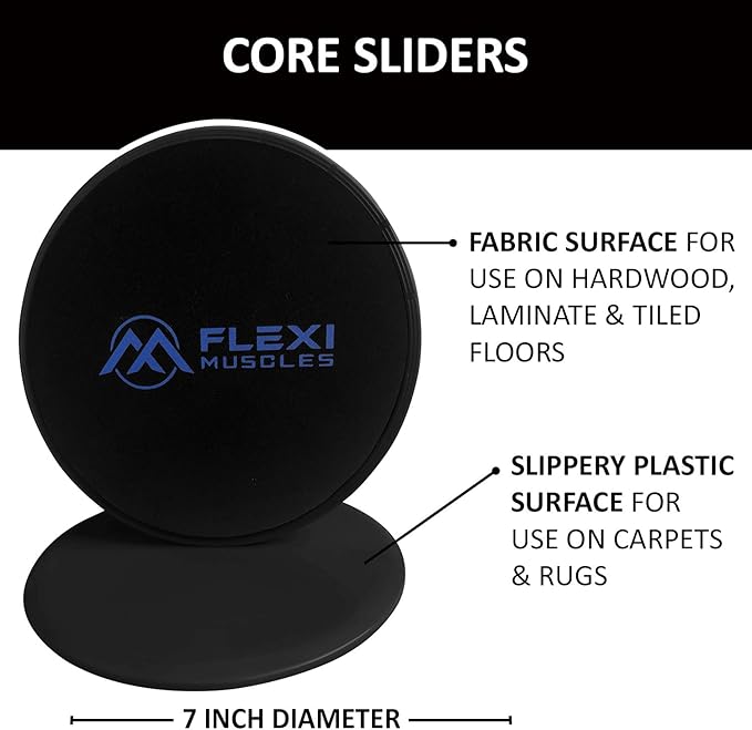 Core Sliders Dual Sided Sliding Discs for Use on All Floors. Our Core Sliders are ideal for Abs exercises, Yoga, Pilates and Home Workouts.