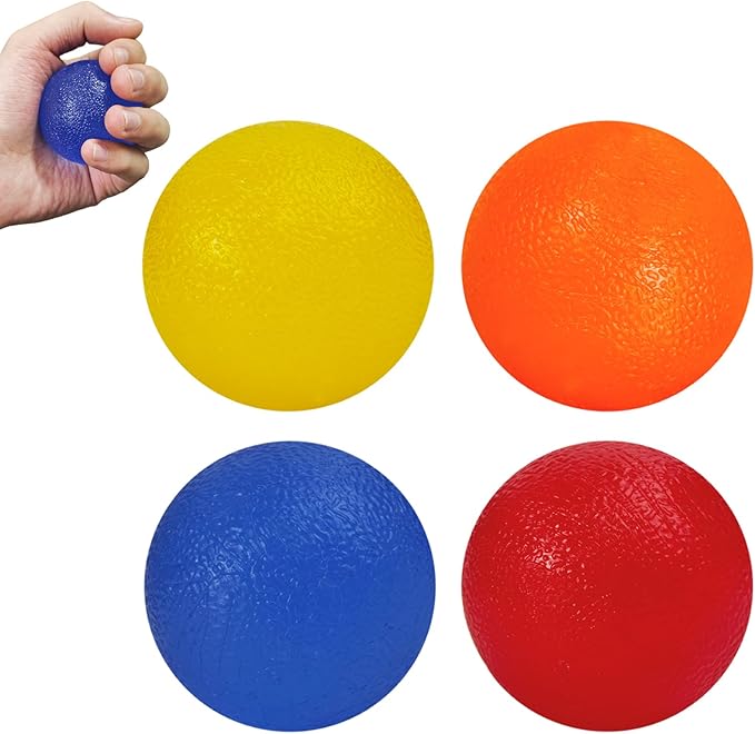 4 Pack Stress Balls for Adults,Squeeze Ball,Squeeze Balls for Hands Therapy,Hand Exercisers for Therapy,Hand Exercise Ball with Different Resistance Levels,Hands Squeezers for Arthritis,Wrist Rehab