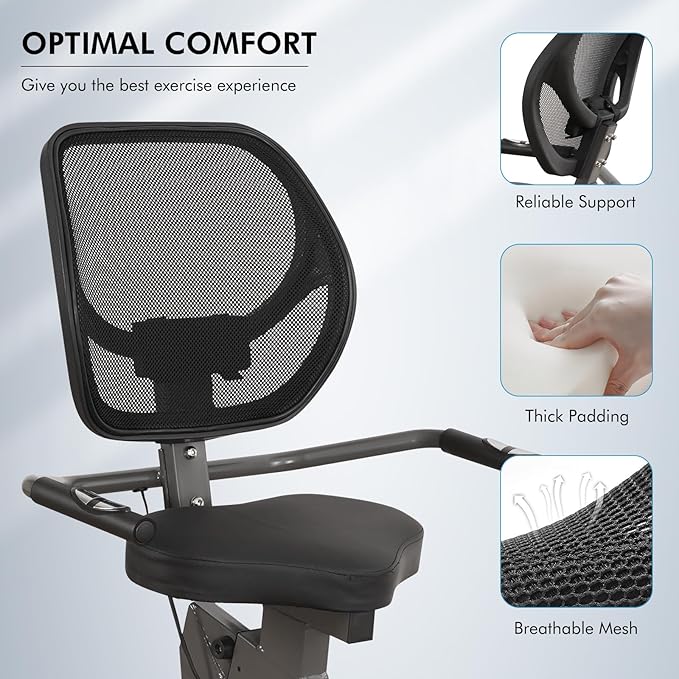 BODIOO Recumbent Exercise Bike for Home Use, Quiet Recumbent Stationary Bikes for Adults & Seniors, 8-Level Resistance, Adjustable Seat, Workout Equipment for Gym, Pulse Sensors & LCD Display