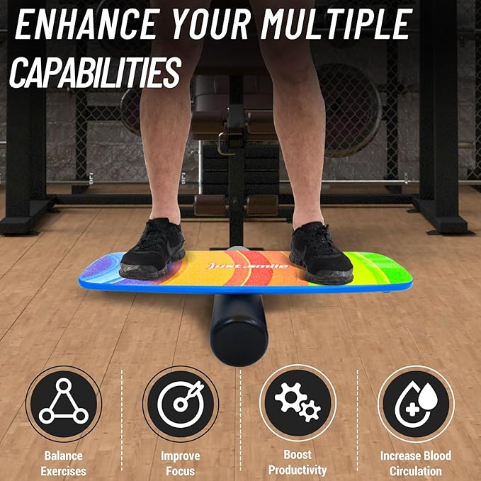 Balance Borad Sports Trainer-with Adjustable Stopper- Stability Board for Physical Therapy,Yoga,Surfing Training-Max Load 350lbs with Aiti- Slip Surface