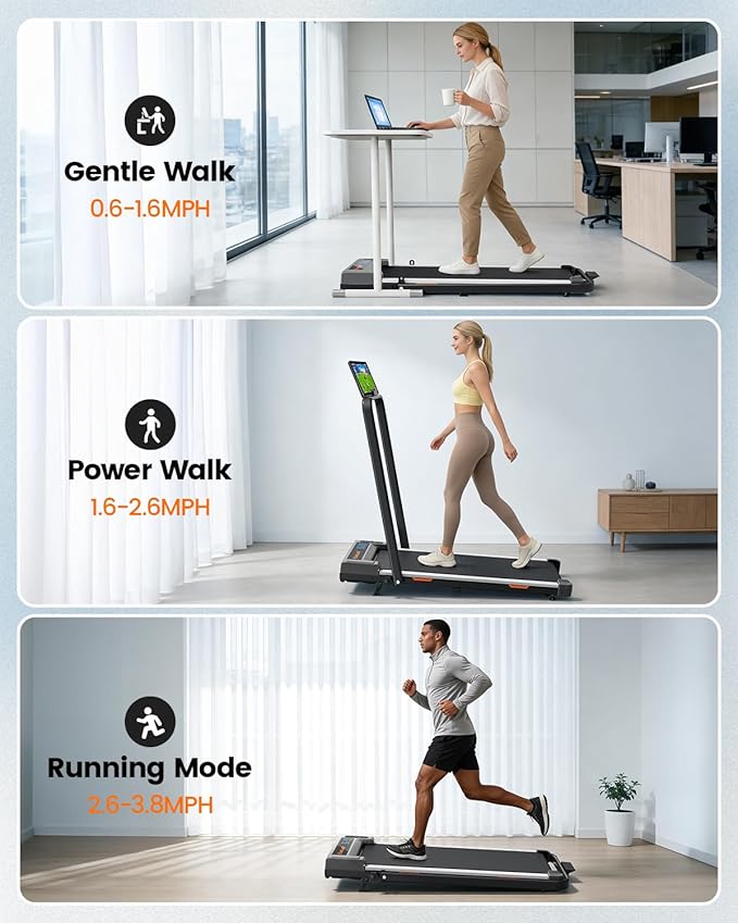 3-in-1 Walking Pad with Incline and Handle Bar, 2.5 HP Quiet Walking Pad Treadmill with 265 LBS Capacity, Portable Under Desk Treadmill, Foldable Treadmills for Home Office