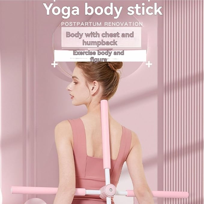 Yoga Stick - 355g Ergonomic Exercise Pole, Spine Support Stretcher, Balance Corrector Rod | Portable Neck Shoulder posturr Fix Tool for Gym Office Home Travel Pilates Training Daily Sitting Aid