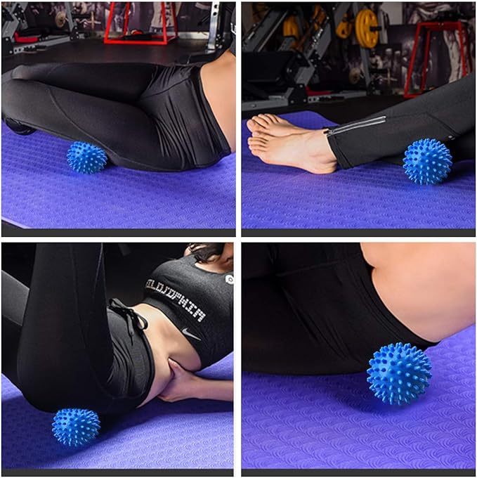 PGYUD Spiky Massage Ball – Trigger Point & Plantar Fasciitis Relief – Deep Tissue Roller for Feet, Back, and Muscles (Blue)
